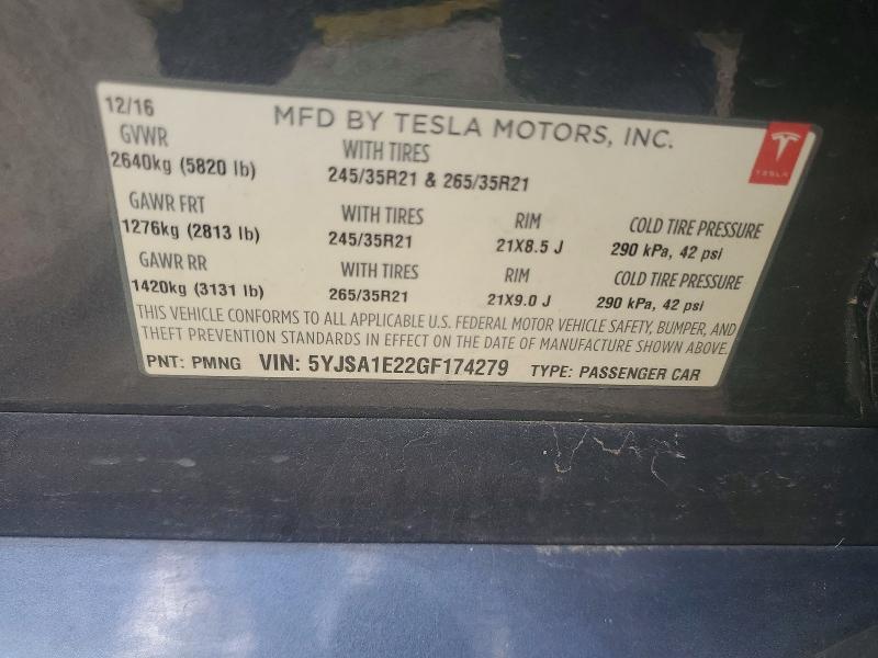 Aukcja sprzedaży 2016 Tesla Model S, vin: 5YJSA1E22GF174279, numer aukcji: 52841656