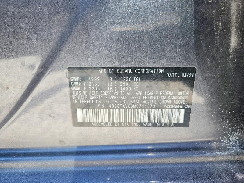 Aukcja sprzedaży 2021 Subaru Impreza, vin: 4S3GTAV66M3714373, numer aukcji: 53769846