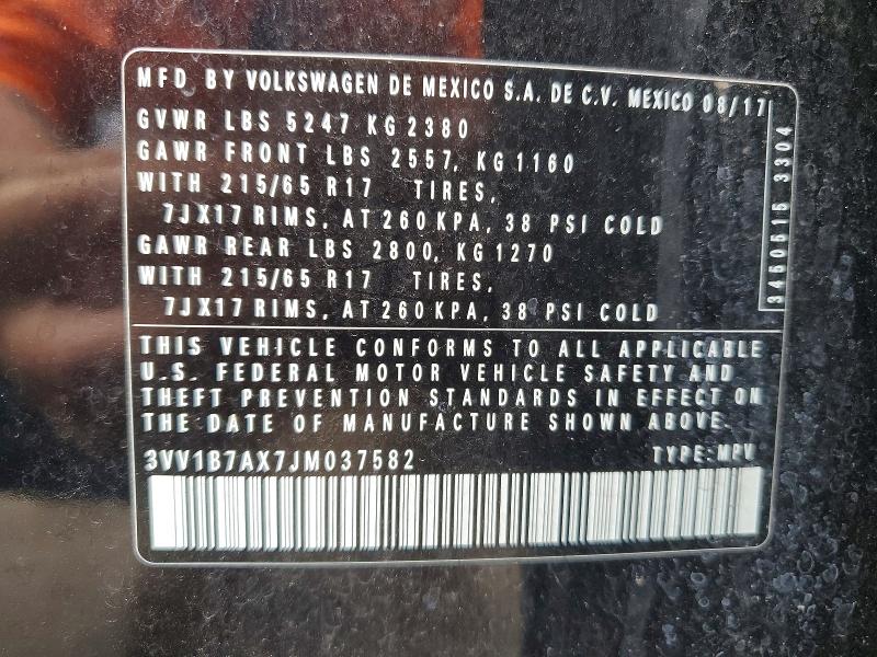 54626216 :رقم المزاد ، 3VV1B7AX7JM037582 vin ، 2018 Volkswagen Tiguan مزاد بيع