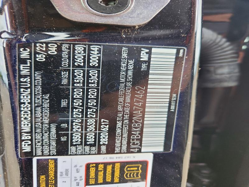 Aukcja sprzedaży 2022 Mercedes-benz Gle, vin: 4JGFB4KB2NA747462, numer aukcji: 53691816