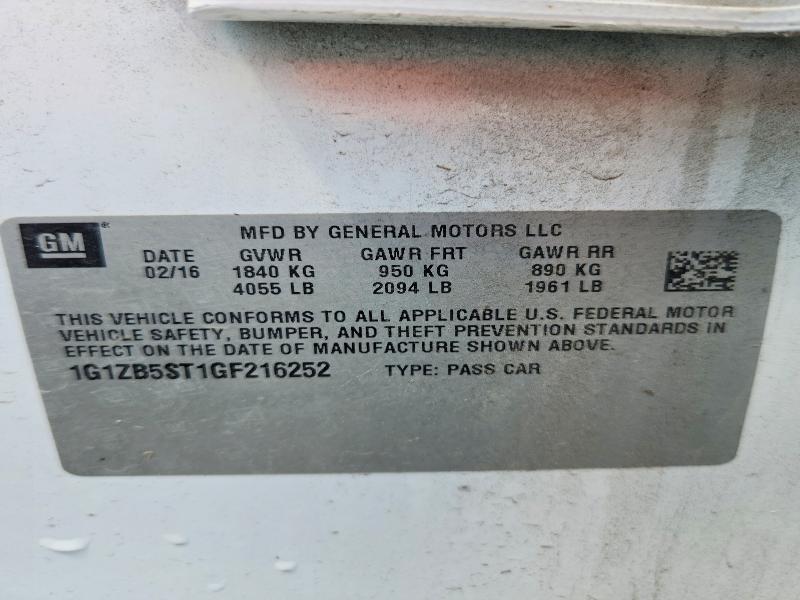 Aukcja sprzedaży 2016 Chevrolet Malibu, vin: 1G1ZB5ST1GF216252, numer aukcji: 54992636