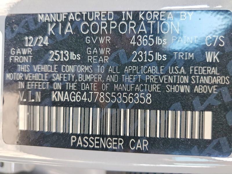 Aukcja sprzedaży 2025 Kia K5, vin: KNAG64J78S5356358, numer aukcji: 53237826
