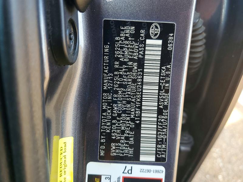Aukcja sprzedaży 2014 Toyota Camry, vin: 4T1BF1FK6EU348631, numer aukcji: 55092616