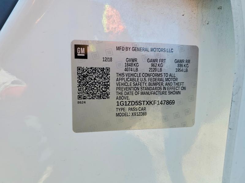 2019 Chevrolet Malibu მანქანა იყიდება აუქციონზე, vin: 1G1ZD5STXKF147869, აუქციონის ნომერი: 52784876