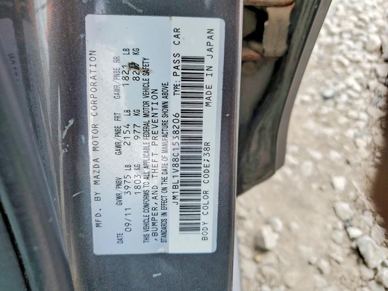2012 Mazda 3 მანქანა იყიდება აუქციონზე, vin: JM1BL1V88C1538206, აუქციონის ნომერი: 52774406