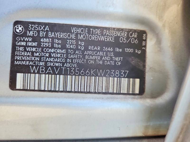 54871086 :رقم المزاد ، WBAVT13566KW23837 vin ، 2006 Bmw 325 مزاد بيع