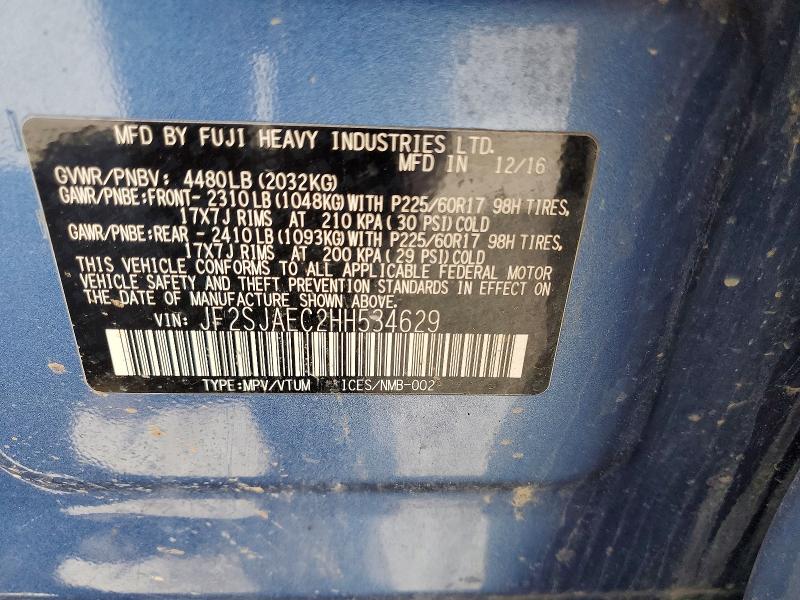 Продаж на аукціоні авто 2017 Subaru Forester, vin: JF2SJAEC2HH534629, номер лоту: 53114376