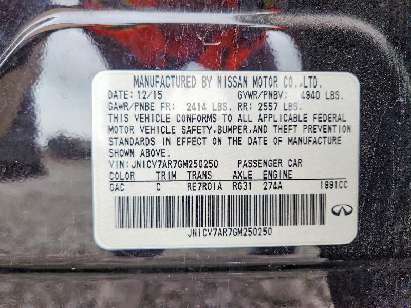 Aukcja sprzedaży 2016 Infiniti Q50, vin: JN1CV7AR7GM250250, numer aukcji: 55404646