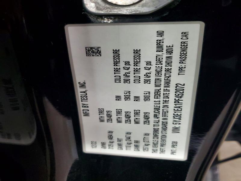 2023 Tesla Model 3 მანქანა იყიდება აუქციონზე, vin: 5YJ3E1EA1PF452072, აუქციონის ნომერი: 53930436