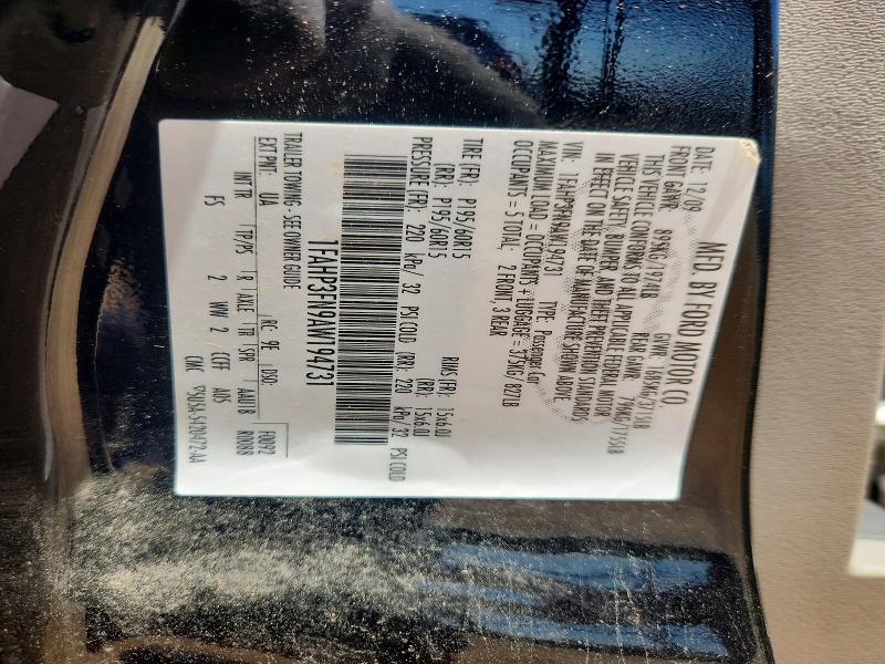2010 Ford Focus მანქანა იყიდება აუქციონზე, vin: 1FAHP3FN9AW194731, აუქციონის ნომერი: 53926386
