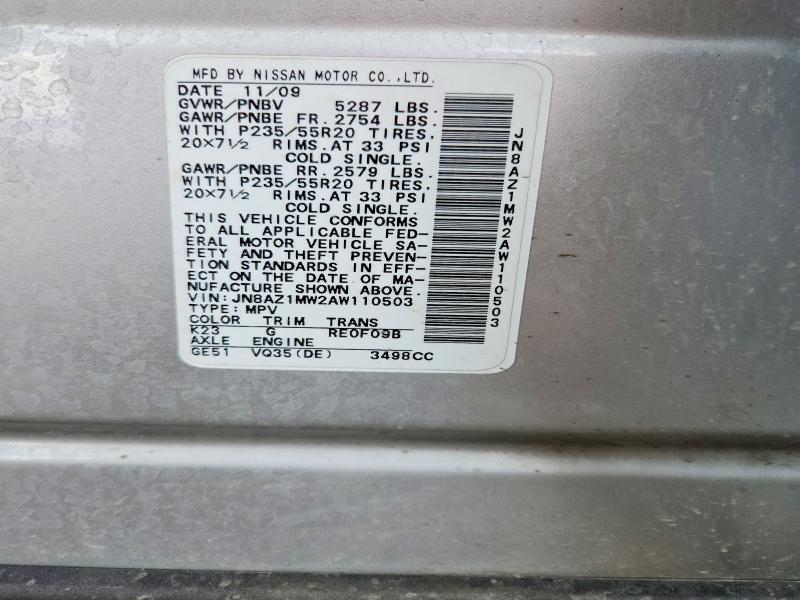 Aukcja sprzedaży 2010 Nissan Murano, vin: JN8AZ1MW2AW110503, numer aukcji: 51472836