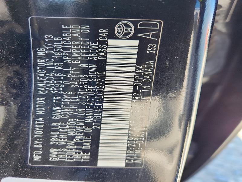 Продаж на аукціоні авто 2013 Toyota Corolla, vin: 2T1BU4EE4DC027710, номер лоту: 55331366