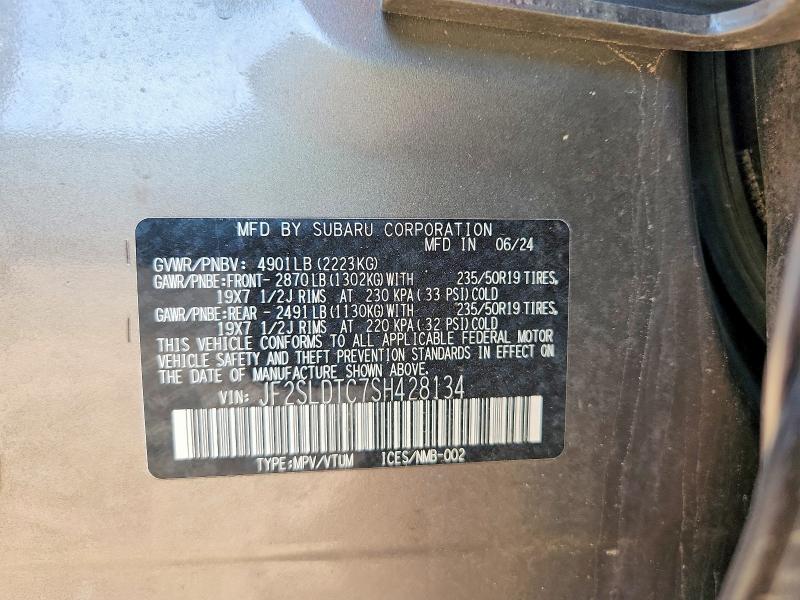 2025 Subaru Forester მანქანა იყიდება აუქციონზე, vin: JF2SLDTC7SH428134, აუქციონის ნომერი: 55184206