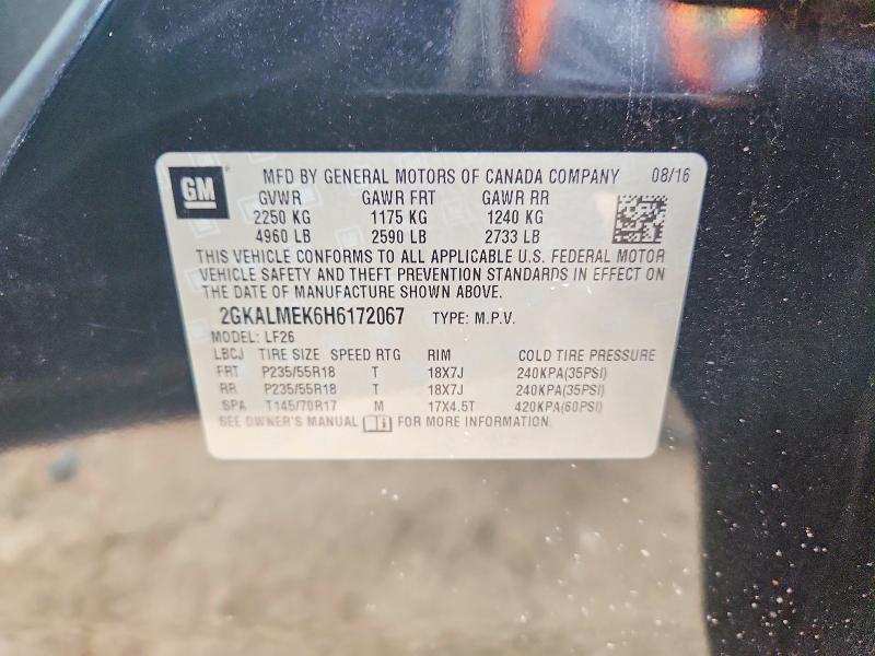 Aukcja sprzedaży 2017 Gmc Terrain, vin: 2GKALMEK6H6172067, numer aukcji: 52875526