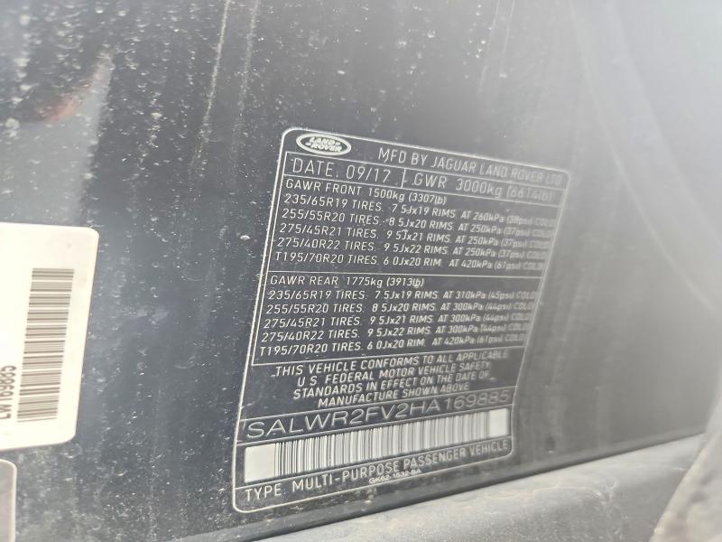 Aukcja sprzedaży 2017 Land Rover Range Rover Sport, vin: SALWR2FV2HA169885, numer aukcji: 55012826