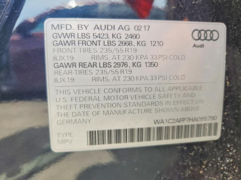 2017 Audi Q5 მანქანა იყიდება აუქციონზე, vin: WA1C2AFP7HA099790, აუქციონის ნომერი: 55164246
