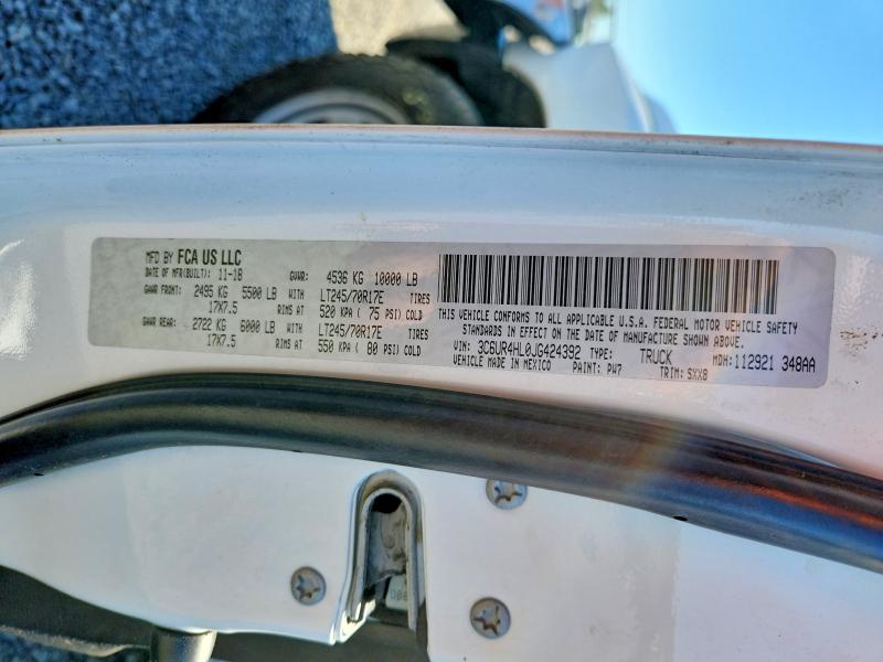 54229966 :رقم المزاد ، 3C6UR4HL0JG424392 vin ، 2018 Ram 2500 مزاد بيع
