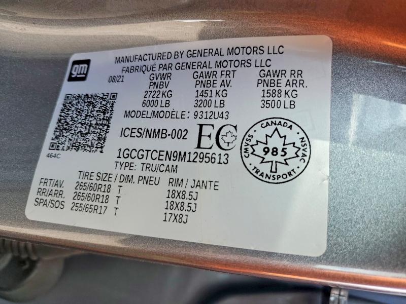 2021 Chevrolet Colorado მანქანა იყიდება აუქციონზე, vin: 1GCGTCEN9M1295613, აუქციონის ნომერი: 52601956