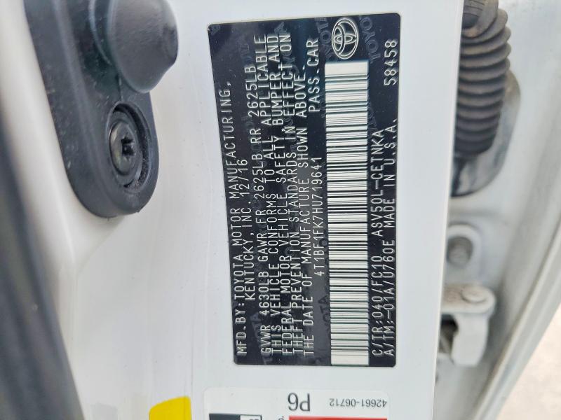 Aukcja sprzedaży 2017 Toyota Camry, vin: 4T1BF1FK7HU719641, numer aukcji: 54165406