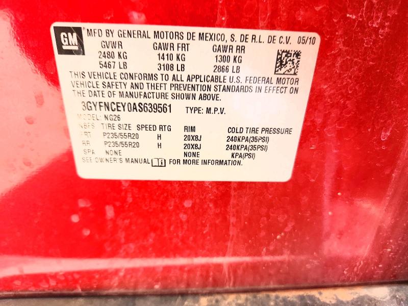 Aukcja sprzedaży 2010 Cadillac Srx, vin: 3GYFNCEY0AS639561, numer aukcji: 54956276