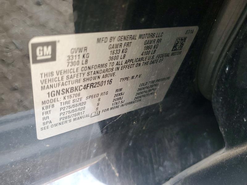 Aukcja sprzedaży 2015 Chevrolet Tahoe, vin: 1GNSKBKC4FR250116, numer aukcji: 47842876