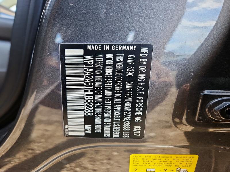 53195956 :رقم المزاد ، WP1AA2A51HLB82288 vin ، 2017 Porsche Macan مزاد بيع