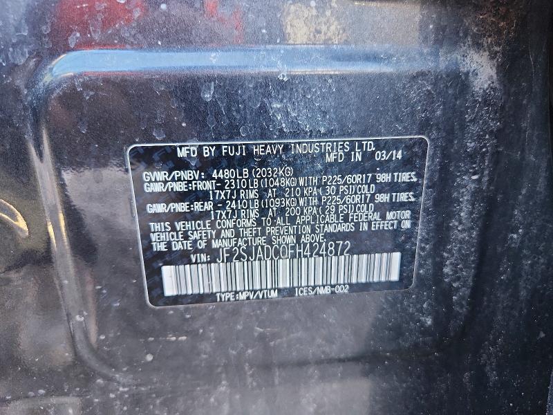 Aukcja sprzedaży 2015 Subaru Forester, vin: JF2SJADC0FH424872, numer aukcji: 52050716