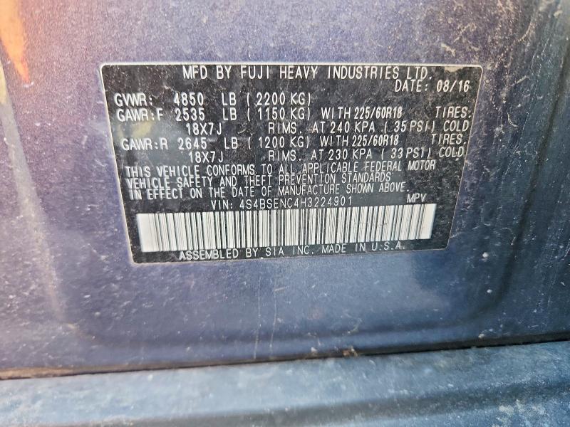 Aukcja sprzedaży 2017 Subaru Outback, vin: 4S4BSENC4H3224901, numer aukcji: 54199086
