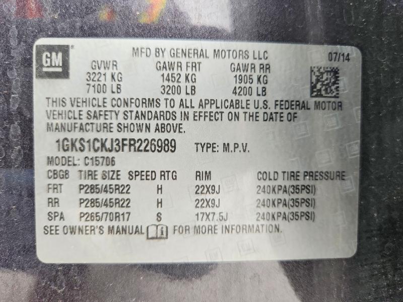 Продаж на аукціоні авто 2015 Gmc Yukon, vin: 1GKS1CKJ3FR226989, номер лоту: 53035686