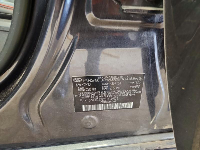 Aukcja sprzedaży 2020 Hyundai Sonata, vin: 5NPEJ4J22LH049122, numer aukcji: 53118146