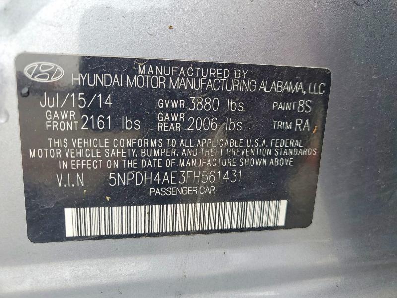 Aukcja sprzedaży 2015 Hyundai Elantra, vin: 5NPDH4AE3FH561431, numer aukcji: 54690336