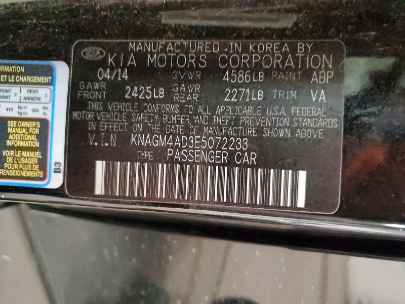 Aukcja sprzedaży 2014 Kia Optima, vin: KNAGM4AD3E5072233, numer aukcji: 53070416