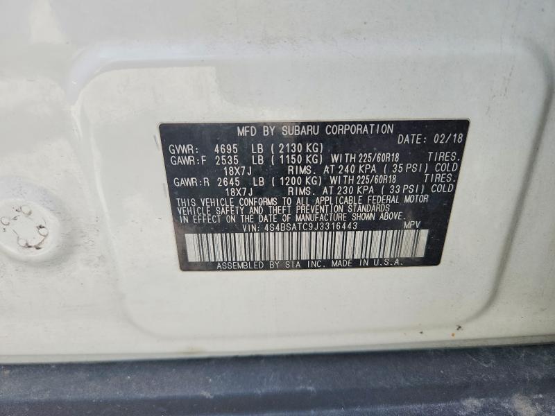 Aukcja sprzedaży 2018 Subaru Outback, vin: 4S4BSATC9J3316443, numer aukcji: 54532596