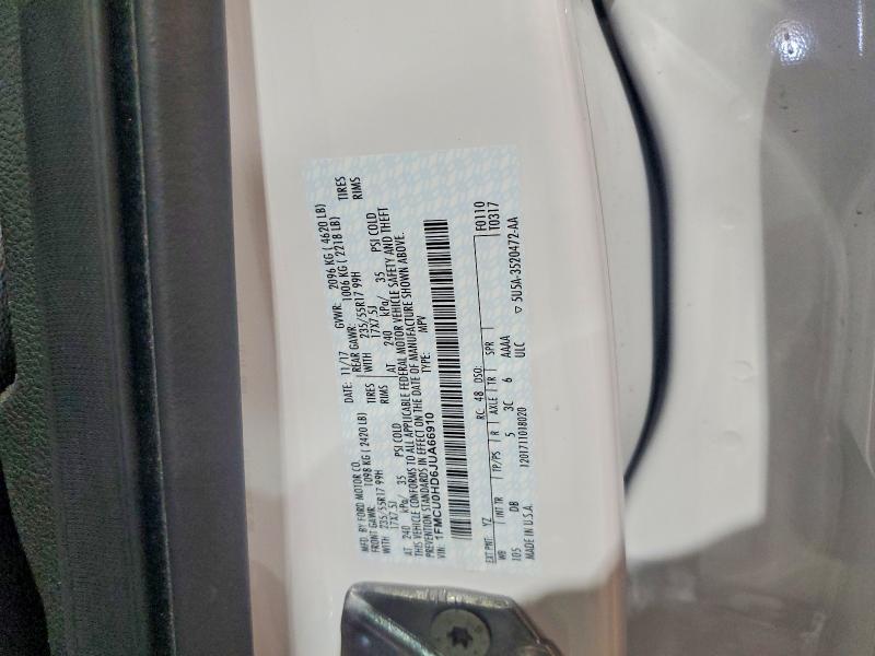 2018 Ford Escape მანქანა იყიდება აუქციონზე, vin: 1FMCU0HD6JUA66910, აუქციონის ნომერი: 54065676