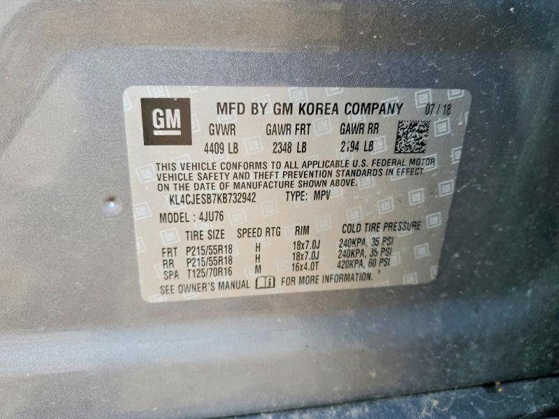 Продаж на аукціоні авто 2019 Buick Encore, vin: KL4CJESB7KB732942, номер лоту: 51152436
