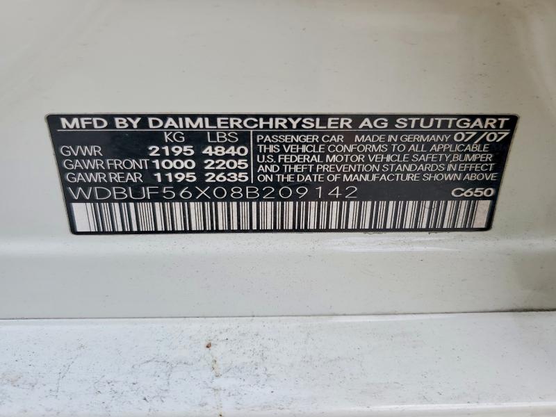Aukcja sprzedaży 2008 Mercedes-benz E, vin: WDBUF56X08B209142, numer aukcji: 54230376