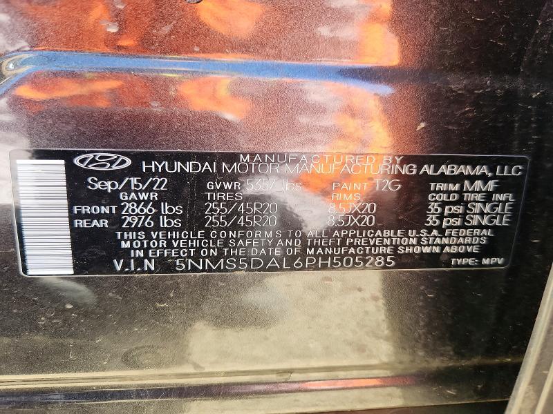 Продаж на аукціоні авто 2023 Hyundai Santa Fe, vin: 5NMS5DAL6PH505285, номер лоту: 53352846