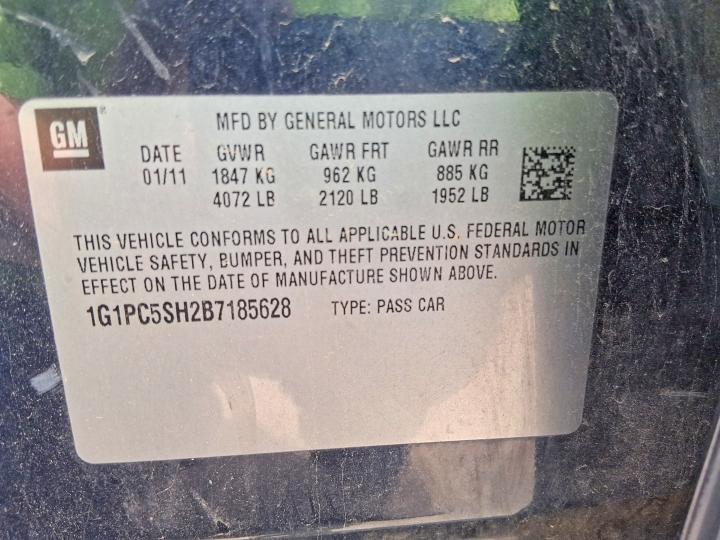 2011 Chevrolet Cruze მანქანა იყიდება აუქციონზე, vin: 1G1PC5SH2B7185628, აუქციონის ნომერი: 53405296