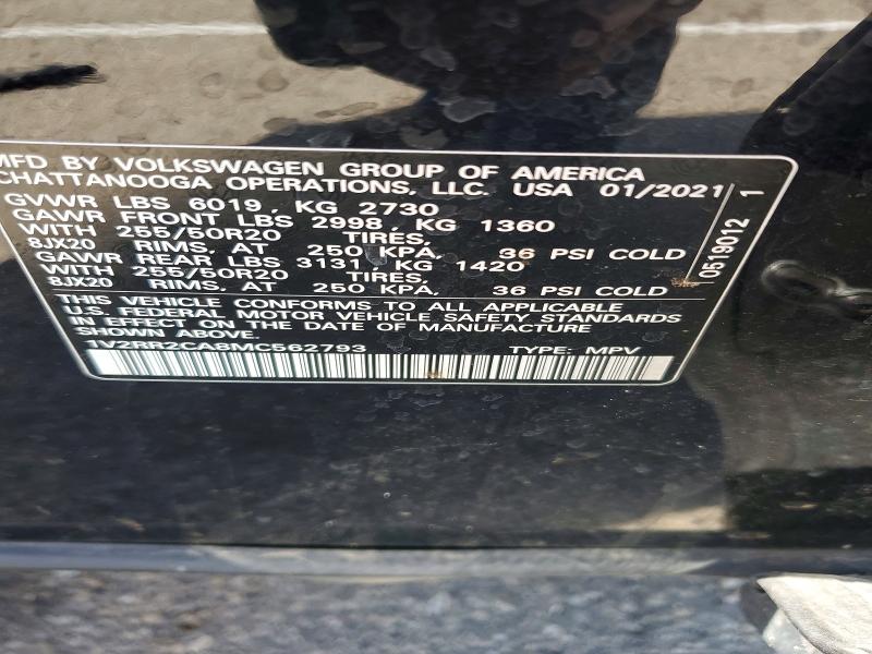 Продажа на аукционе авто 2021 Volkswagen Atlas, vin: 1V2RR2CA8MC562793, номер лота: 53289726