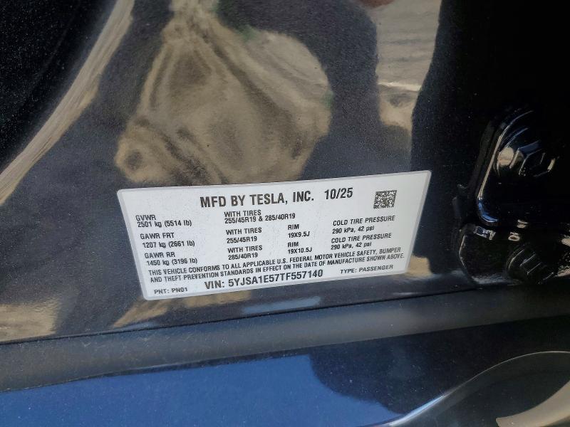 54259216 :رقم المزاد ، 5YJSA1E57TF557140 vin ، 2026 Tesla Model S مزاد بيع