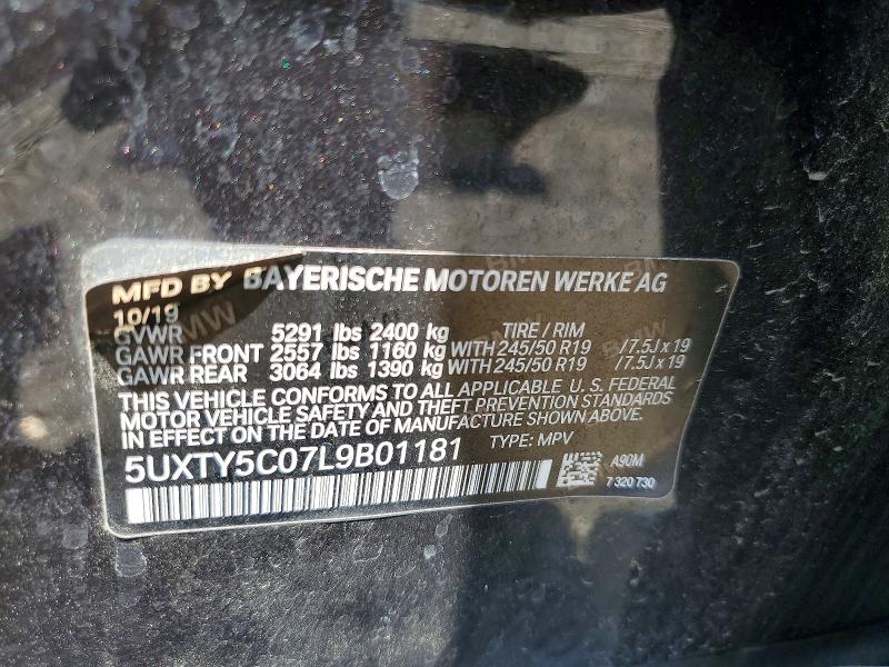 2020 Bmw X3 მანქანა იყიდება აუქციონზე, vin: 5UXTY5C07L9B01181, აუქციონის ნომერი: 54008156