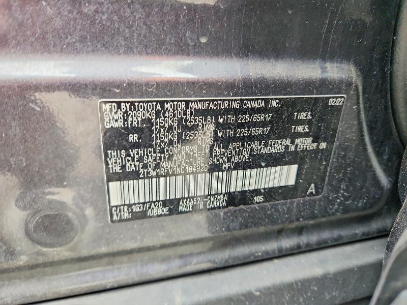 2022 Toyota Rav4 მანქანა იყიდება აუქციონზე, vin: 2T3W1RFV1NC184920, აუქციონის ნომერი: 55013336