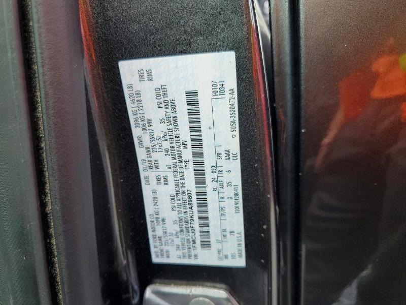 Aukcja sprzedaży 2019 Ford Escape, vin: 1FMCU0F79KUA89807, numer aukcji: 55191416