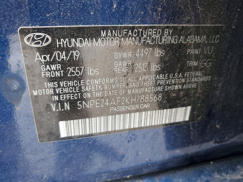 Продаж на аукціоні авто 2019 Hyundai Sonata, vin: 5NPE24AF2KH788568, номер лоту: 54495116