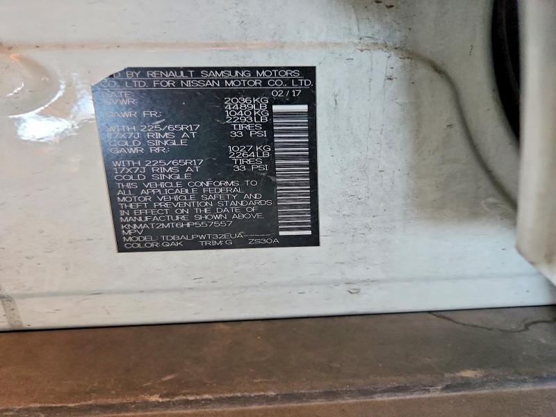2017 Nissan Rogue მანქანა იყიდება აუქციონზე, vin: KNMAT2MT6HP557557, აუქციონის ნომერი: 53565976