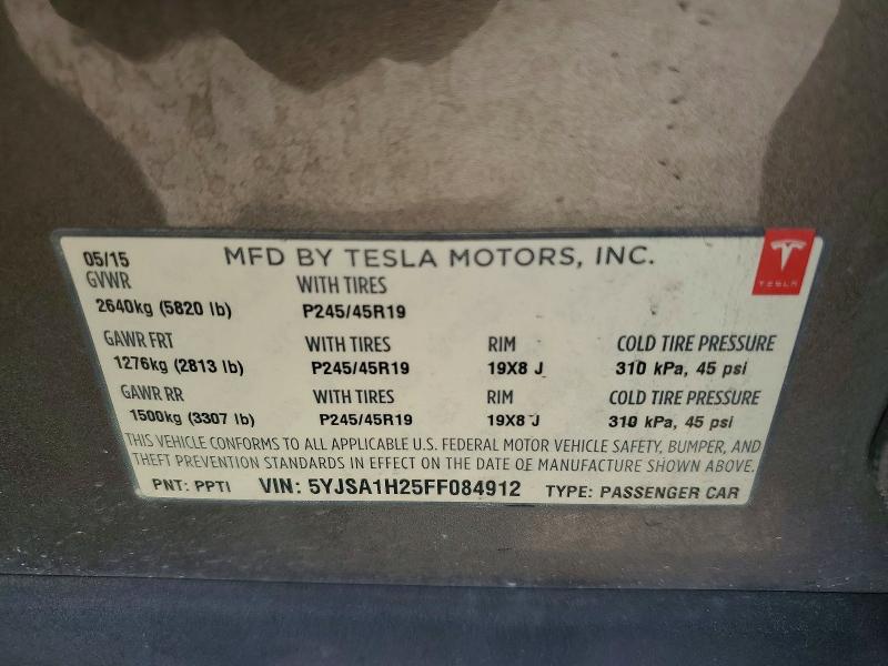 Aukcja sprzedaży 2015 Tesla Model S, vin: 5YJSA1H25FF084912, numer aukcji: 54529016