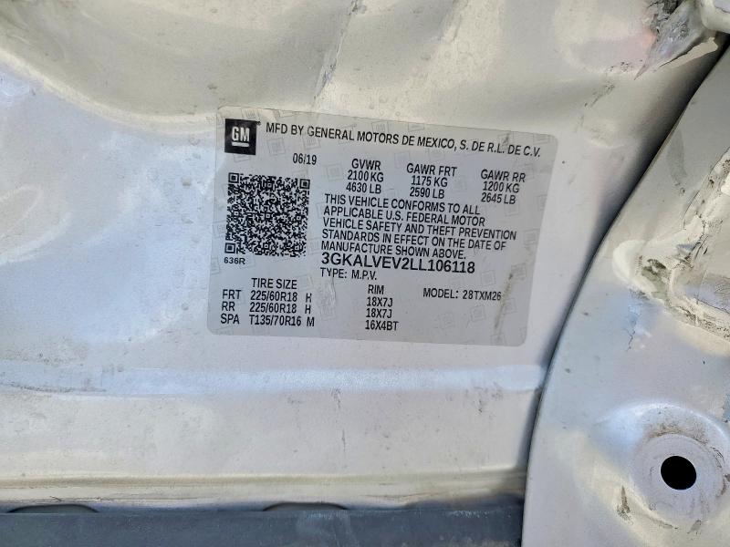 2020 Gmc Terrain მანქანა იყიდება აუქციონზე, vin: 3GKALVEV2LL106118, აუქციონის ნომერი: 54334816