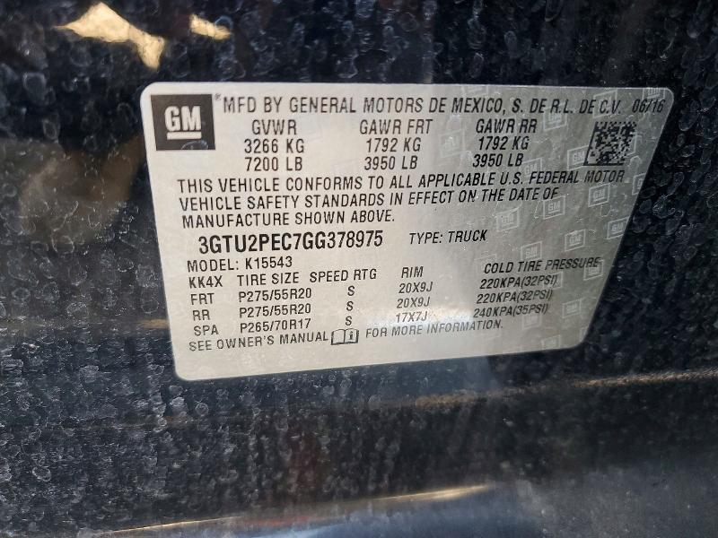 Продажа на аукционе авто 2016 Gmc Sierra, vin: 3GTU2PEC7GG378975, номер лота: 51872506