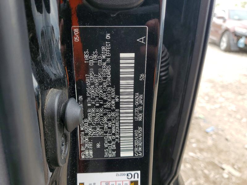 52422546 :رقم المزاد ، JTJBT20X480167818 vin ، 2008 Lexus Gx 470 مزاد بيع