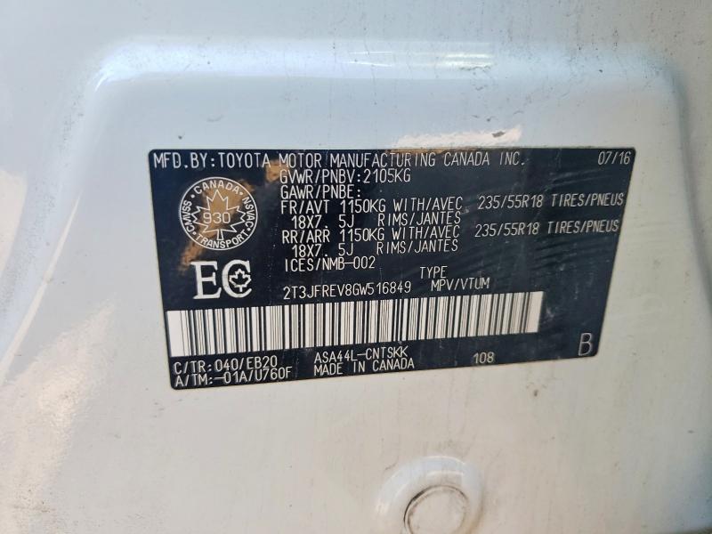 2016 Toyota Rav4 მანქანა იყიდება აუქციონზე, vin: 2T3JFREV8GW516849, აუქციონის ნომერი: 53532436